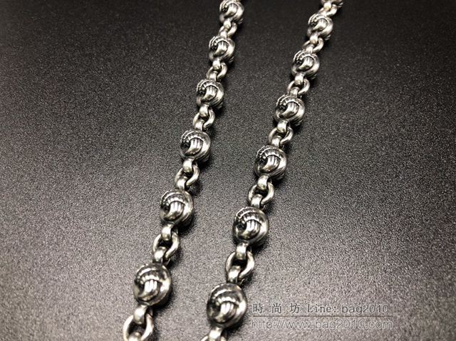 chrome hearts銀飾 克羅心鷹爪珠十字項鏈 克羅心925純銀項鏈  gjc1862